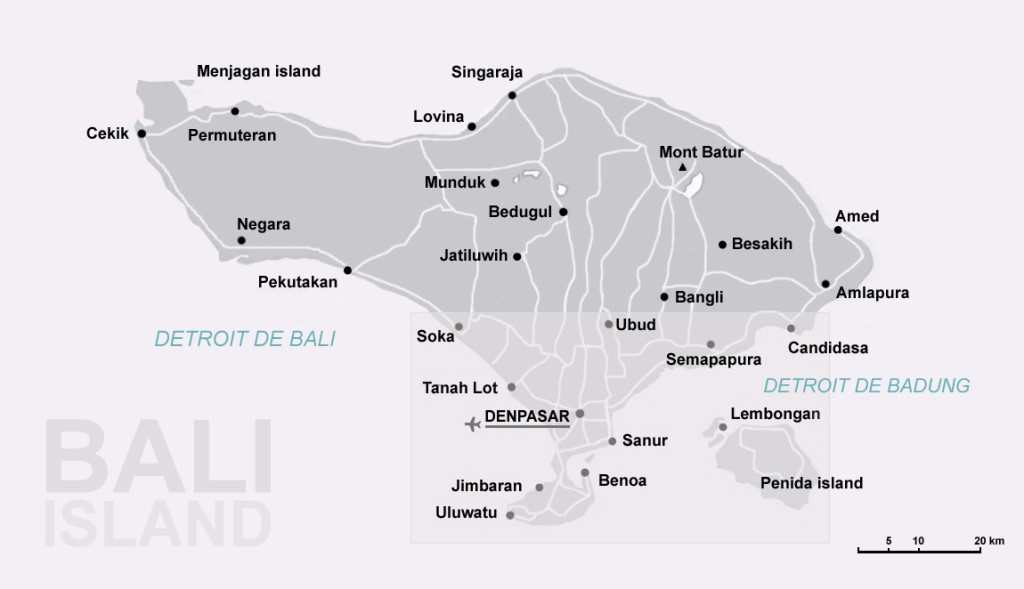 CARTE DE BALI INDONESIE