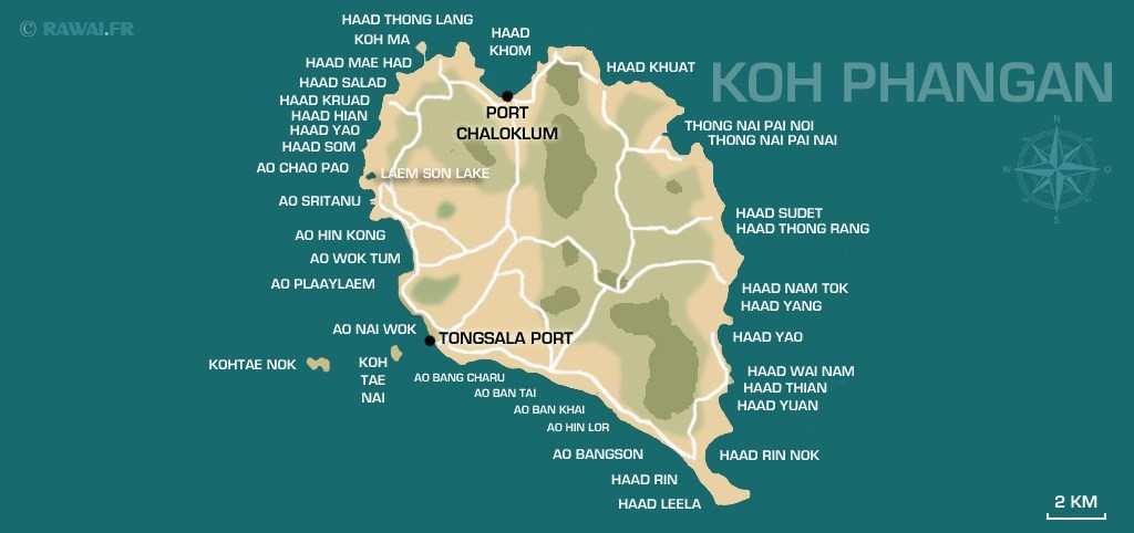 CARTE DE KOH PHANGAN THAILANDE