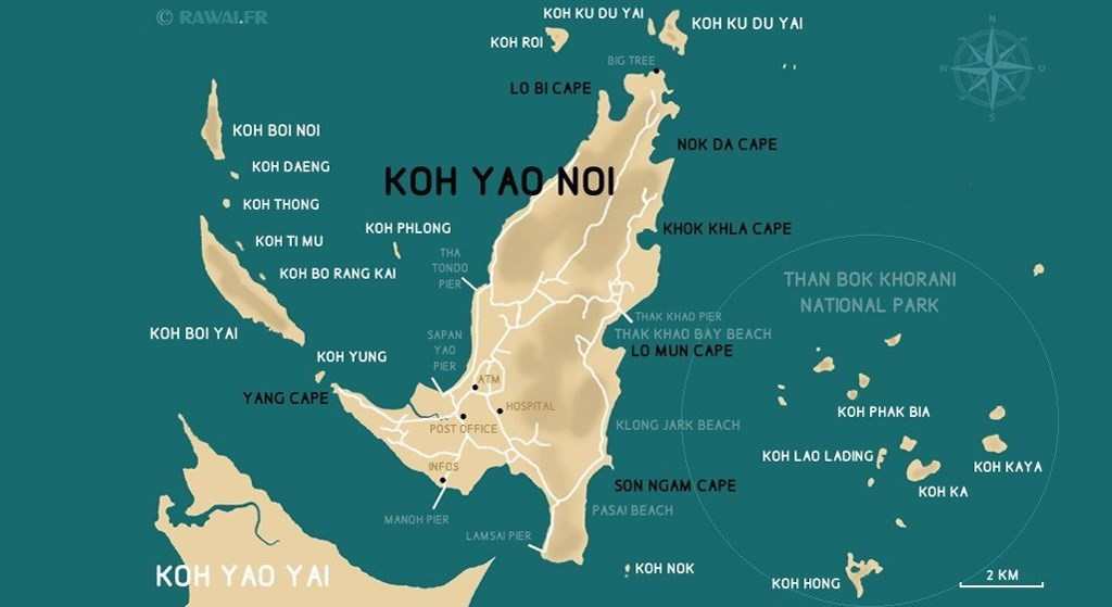 CARTE DE KOH YAO NOI THAILANDE