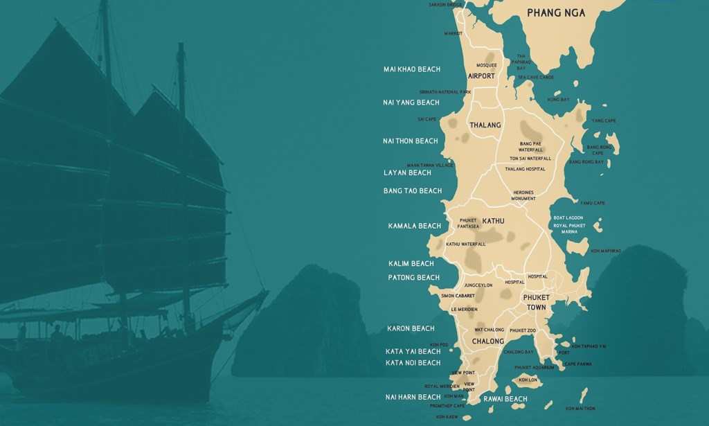 CARTE DE PHUKET EN THAILANDE Carte de Phuket, Thaïlande