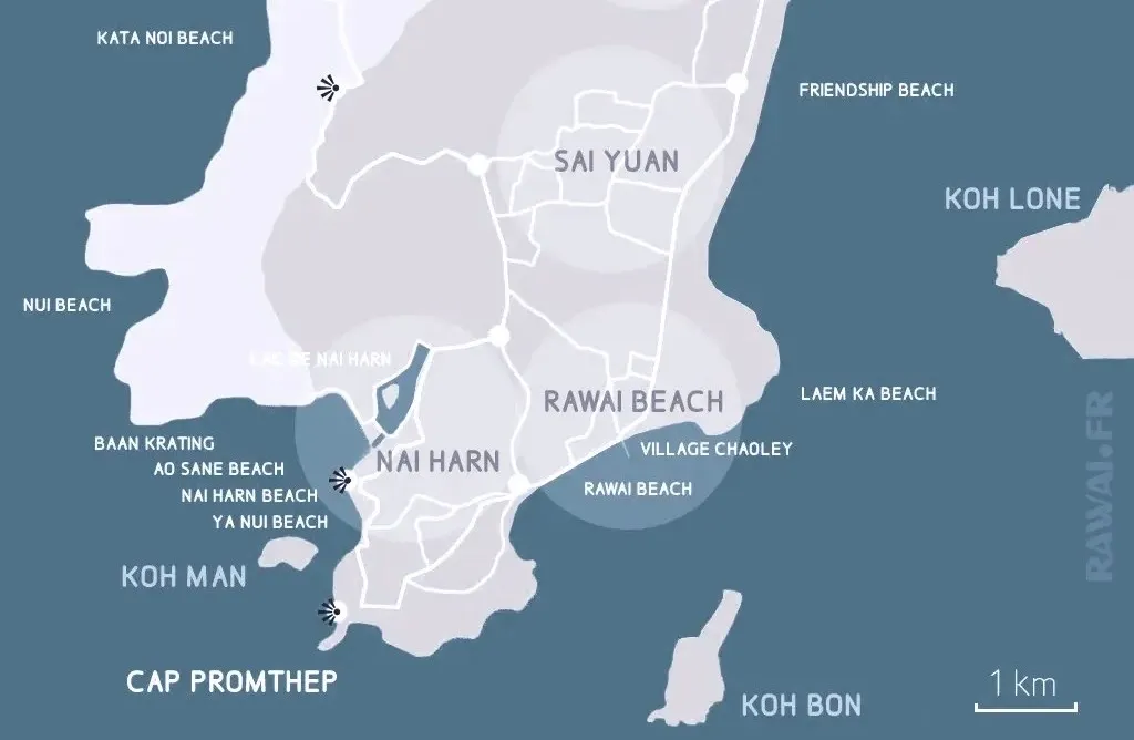 carte de rawai au sud de phuket
