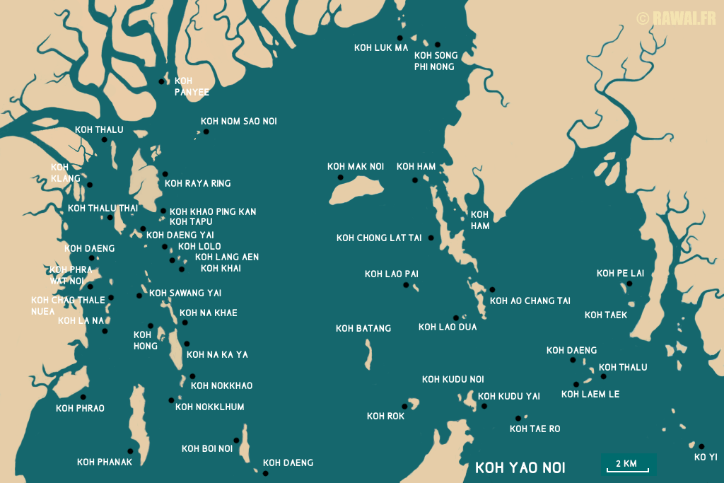 CARTE DETAILLEE DE LA BAIE DE PHANG NGA