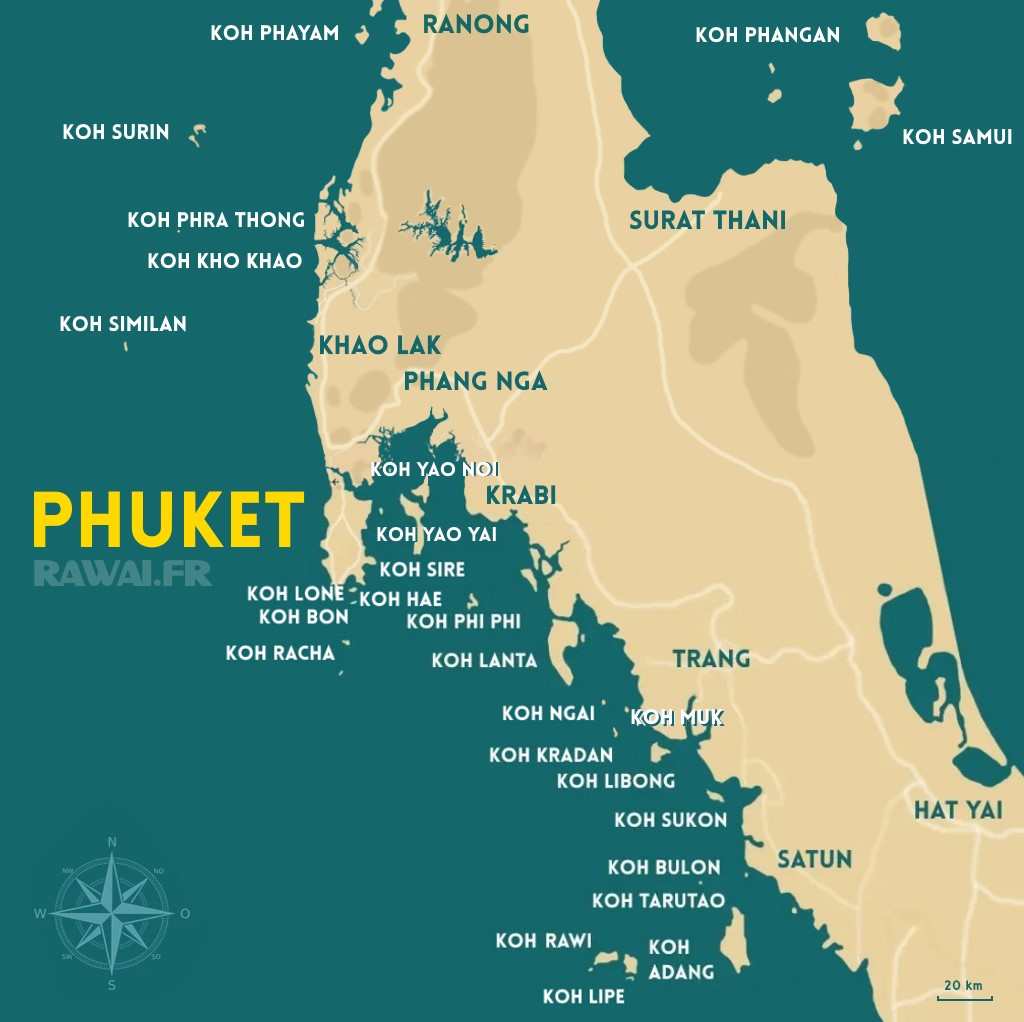 CARTE DU SUD DE LA THAILANDE