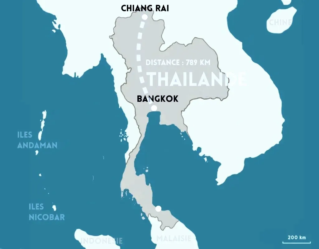 distance entre bangkok et chiang rai