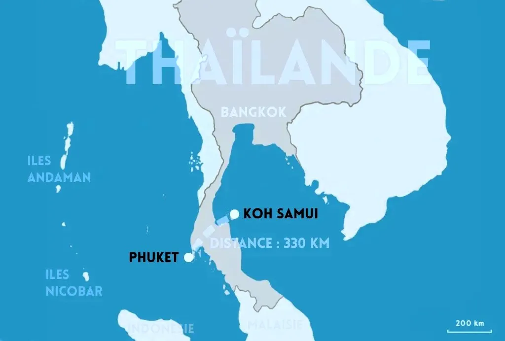 DISTANCE ENTRE PHUKET ET KOH SAMUI