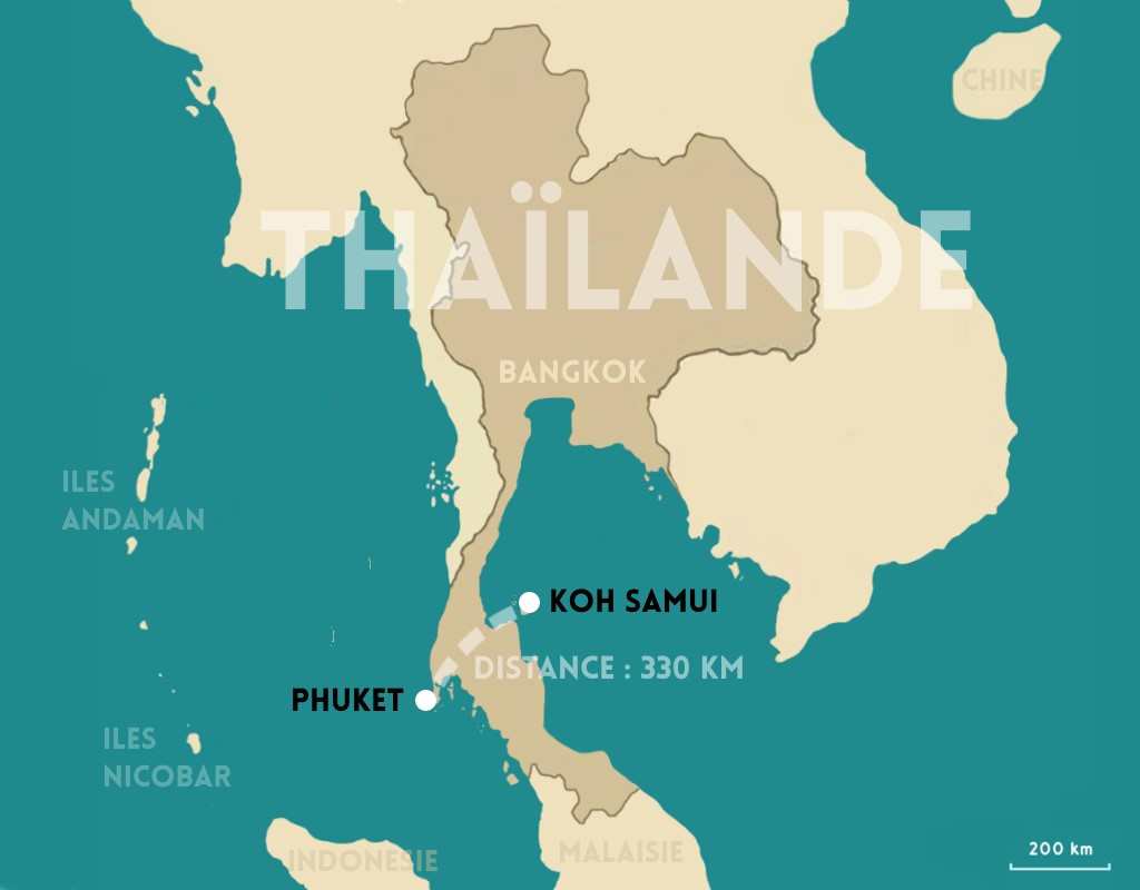 DISTANCE ENTRE PHUKET ET KOH SAMUI