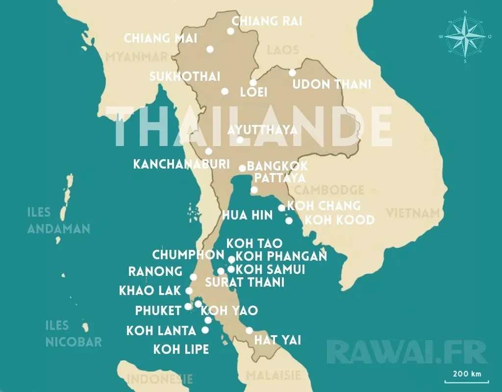 Les villes touristiques de Thaïlande et les hôtels