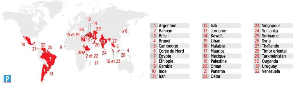 LISTE PAYS INTERDISANT LE VAPOTAGE