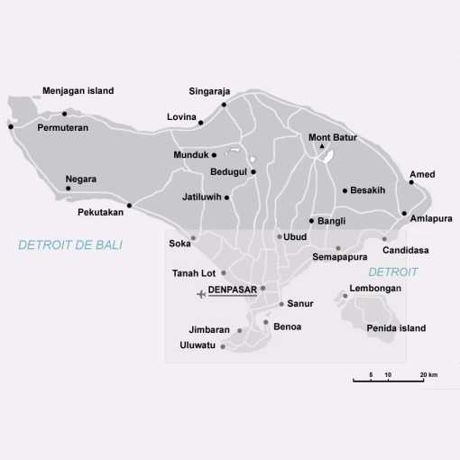 CARTE DE BALI INDONESIE